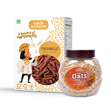 Instant Oats & Finger Millet Pasta Combo, Wholegrain Breakfast, High Protein and Fibre Jar, (500g+300g)